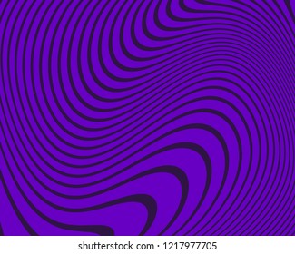Abstract pattern. Texture with wavy, curves lines. Optical art background. Wave design, purple color. Digital image with a psychedelic stripes. Vector illustration  