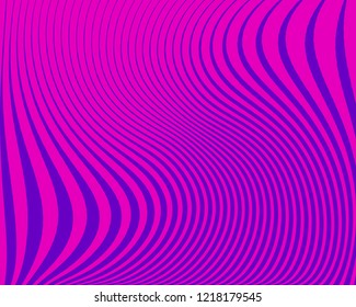 Abstract pattern. Texture with wavy, curves lines. Optical art background. Wave design, purple color. Digital image with a psychedelic stripes. Vector illustration  