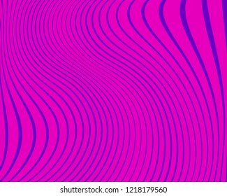 Abstract pattern. Texture with wavy, curves lines. Optical art background. Wave design, purple color. Digital image with a psychedelic stripes. Vector illustration  