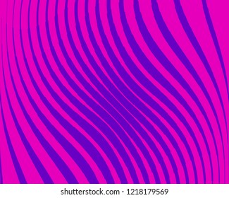 Abstract pattern. Texture with wavy, curves lines. Optical art background. Wave design, purple color. Digital image with a psychedelic stripes. Vector illustration  
