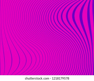 Abstract pattern. Texture with wavy, curves lines. Optical art background. Wave design, purple color. Digital image with a psychedelic stripes. Vector illustration  