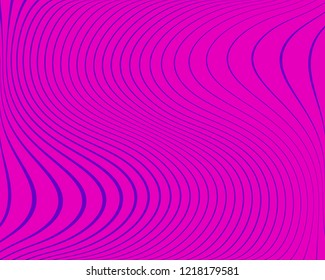 Abstract pattern. Texture with wavy, curves lines. Optical art background. Wave design, purple color. Digital image with a psychedelic stripes. Vector illustration  