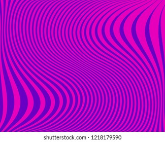 Abstract pattern. Texture with wavy, curves lines. Optical art background. Wave design, purple color. Digital image with a psychedelic stripes. Vector illustration  
