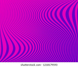 Abstract pattern. Texture with wavy, curves lines. Optical art background. Wave design, purple color. Digital image with a psychedelic stripes. Vector illustration  