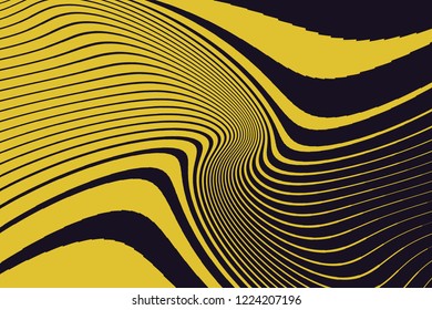 Abstract pattern. Texture with wavy, curves lines. Optical art background. Wave design black and white. Digital image with a psychedelic stripes. Vector illustration