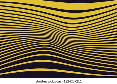 Abstract pattern. Texture with wavy, curves lines. Optical art background. Wave design black and white. Digital image with a psychedelic stripes. Vector illustration
