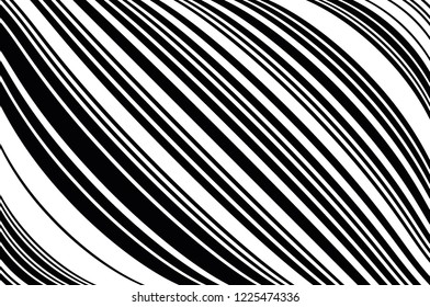 Abstract pattern. Texture with wavy, curves lines. Optical art background. Wave design black and white. Digital image with a psychedelic stripes. Vector illustration 