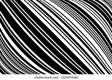 Abstract pattern. Texture with wavy, curves lines. Optical art background. Wave design black and white. Digital image with a psychedelic stripes. Vector illustration 