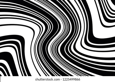 Abstract pattern. Texture with wavy, curves lines. Optical art background. Wave design black and white. Digital image with a psychedelic stripes. Vector illustration