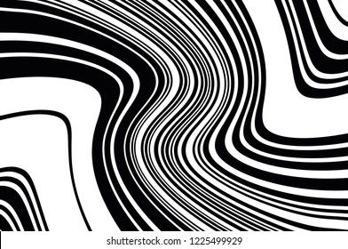 Abstract pattern. Texture with wavy, curves lines. Optical art background. Wave design black and white. Digital image with a psychedelic stripes. Vector illustration