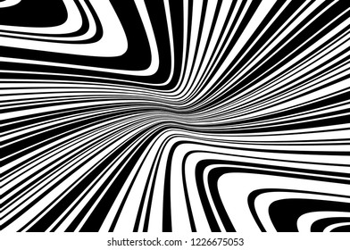 Abstract pattern. Texture with wavy, curves lines. Optical art background. Wave design black and white. Digital image with a psychedelic stripes. Vector illustration 