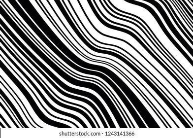 Abstract pattern. Texture with wavy, curves lines. Optical art background. Wave design black and white. Digital image with a psychedelic stripes. Vector illustration