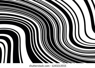 Abstract pattern. Texture with wavy, curves lines. Optical art background. Wave design black and white. Digital image with a psychedelic stripes. Vector illustration