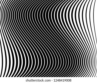 
Abstract pattern. Texture with wavy, curves lines. Optical art background. Wave design black and white. Digital image with a psychedelic stripes. Vector illustration 