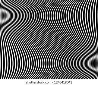 
Abstract pattern. Texture with wavy, curves lines. Optical art background. Wave design black and white. Digital image with a psychedelic stripes. Vector illustration 