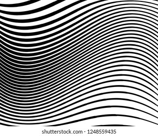 Abstract pattern. Texture with wavy, curves lines. Optical art background. Wave design black and white. Digital image with a psychedelic stripes. Vector illustration