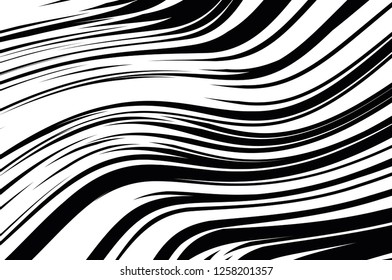 Abstract pattern. Texture with wavy, curves lines. Optical art background. Wave design black and white. Digital image with a psychedelic stripes. Vector illustration  