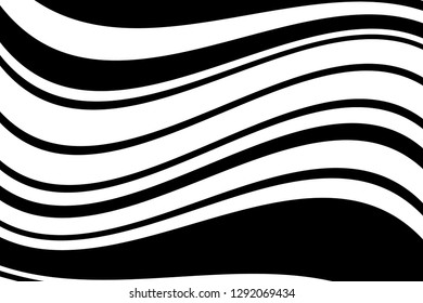 Abstract pattern. Texture with wavy, curves lines. Optical art background. Wave design black and white. Digital image with a psychedelic stripes. Vector illustration  
