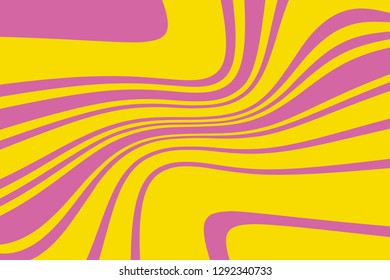 Abstract pattern. Texture with wavy, curves lines. Optical art background. Wave design pink and yellow. Digital image with a psychedelic stripes. Vector illustration  