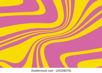 Abstract pattern. Texture with wavy, curves lines. Optical art background. Wave design pink and yellow. Digital image with a psychedelic stripes. Vector illustration  
