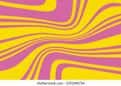 Abstract pattern. Texture with wavy, curves lines. Optical art background. Wave design pink and yellow. Digital image with a psychedelic stripes. Vector illustration  