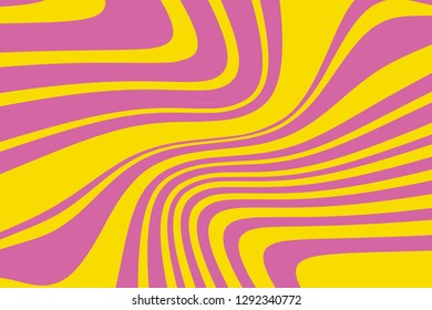 Abstract pattern. Texture with wavy, curves lines. Optical art background. Wave design pink and yellow. Digital image with a psychedelic stripes. Vector illustration  