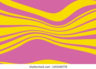 Abstract pattern. Texture with wavy, curves lines. Optical art background. Wave design pink and yellow. Digital image with a psychedelic stripes. Vector illustration  