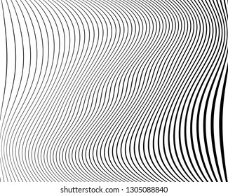 Abstract pattern. Texture with wavy, curves lines. Optical art background. Wave design black and white. Digital image with a psychedelic stripes. Vector illustration  
