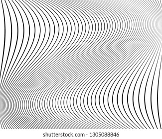 Abstract pattern. Texture with wavy, curves lines. Optical art background. Wave design black and white. Digital image with a psychedelic stripes. Vector illustration   
