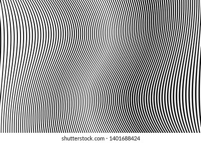 Abstract pattern. Texture with wavy, curves lines. Optical art background. Wave design black and white. Digital image with a psychedelic stripes. Vector illustration