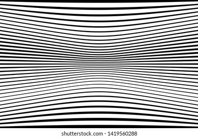 Abstract pattern. Texture with wavy, curves lines. Optical art background. Wave design black and white. Digital image with a psychedelic stripes. Vector illustration
