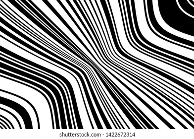 Abstract pattern. Texture with wavy, curves lines. Optical art background. Wave design black and white. Digital image with a psychedelic stripes. Vector illustration 