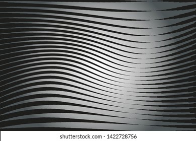 Abstract pattern. Texture with wavy, curves lines. Optical art background. Wave design black and grey. Digital image with a psychedelic stripes. Vector illustration  