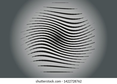 Abstract pattern. Texture with wavy, curves lines. Optical art background. Wave design black and grey. Digital image with a psychedelic stripes. Vector illustration  