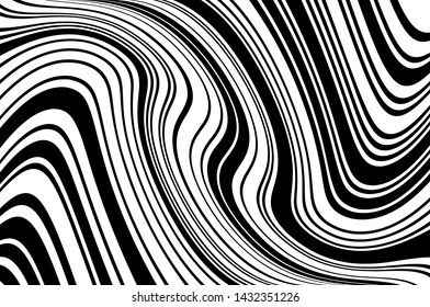 
Abstract pattern. Texture with wavy, curves lines. Optical art background. Wave design black and white. Digital image with a psychedelic stripes. Vector illustration 