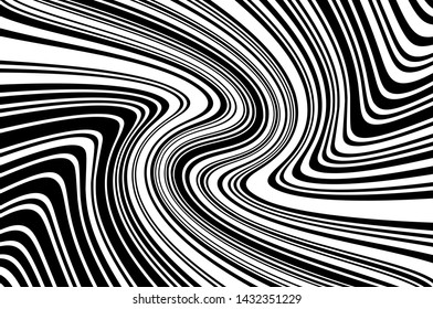 
Abstract pattern. Texture with wavy, curves lines. Optical art background. Wave design black and white. Digital image with a psychedelic stripes. Vector illustration 