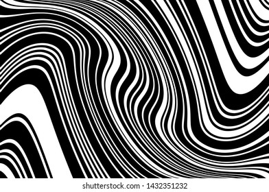 
Abstract pattern. Texture with wavy, curves lines. Optical art background. Wave design black and white. Digital image with a psychedelic stripes. Vector illustration 