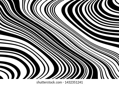 
Abstract pattern. Texture with wavy, curves lines. Optical art background. Wave design black and white. Digital image with a psychedelic stripes. Vector illustration 