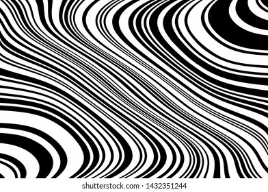 
Abstract pattern. Texture with wavy, curves lines. Optical art background. Wave design black and white. Digital image with a psychedelic stripes. Vector illustration 