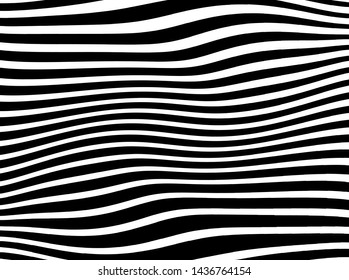 Abstract pattern. Texture with wavy, curves lines. Optical art background. Wave design black and white. Digital image with a psychedelic stripes. Vector illustration