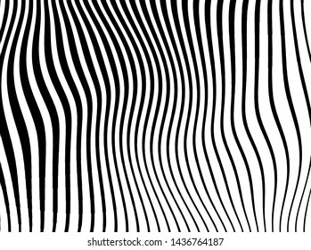 Abstract pattern. Texture with wavy, curves lines. Optical art background. Wave design black and white. Digital image with a psychedelic stripes. Vector illustration