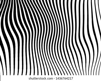 Abstract pattern. Texture with wavy, curves lines. Optical art background. Wave design black and white. Digital image with a psychedelic stripes. Vector illustration