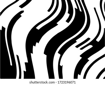Abstract pattern. Texture with wavy, curves lines. Optical art background. Wave design black and white. Digital image with a psychedelic stripes. Vector illustration
