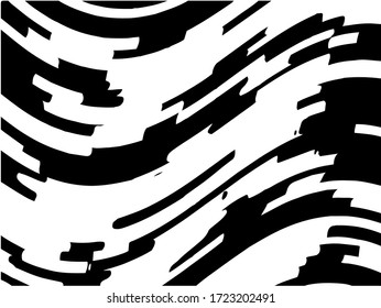 Abstract pattern. Texture with wavy, curves lines. Optical art background. Wave design black and white. Digital image with a psychedelic stripes. Vector illustration
