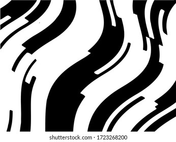 Abstract pattern. Texture with wavy, curves lines. Optical art background. Wave design black and white. Digital image with a psychedelic stripes. Vector illustration