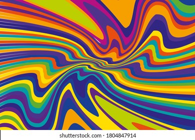 Abstract pattern. Texture with wavy, curves lines. Bright dynamic background with colorful wavy stripes  Vector illustration