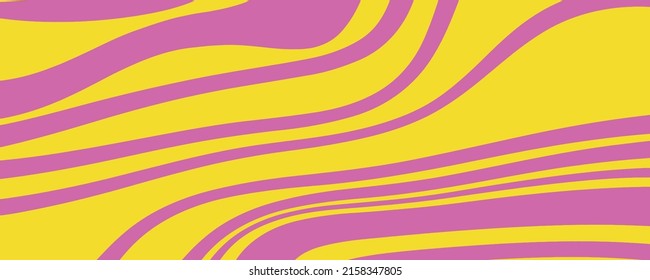 Abstract pattern. Texture with wavy, curves lines. Optical art background. Wave design pink and yellow. Digital image with a psychedelic stripes. Vector illustration.