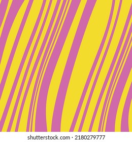 Abstract pattern. Texture with wavy, curves lines. Optical art background. Wave design pink and yellow. Digital image with a psychedelic stripes. Vector illustration.