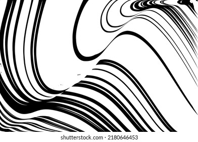 Abstract pattern. Texture with wavy, curves lines. Wave lines design black and white. Digital image with a psychedelic stripes. Vector illustration  