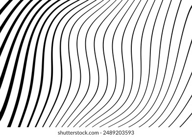Abstract pattern. Texture with wavy, curves lines. Optical art background. Wave design black and white. Digital image with a psychedelic stripes. Twisted and distorted vector texture in trendy. Y2k 